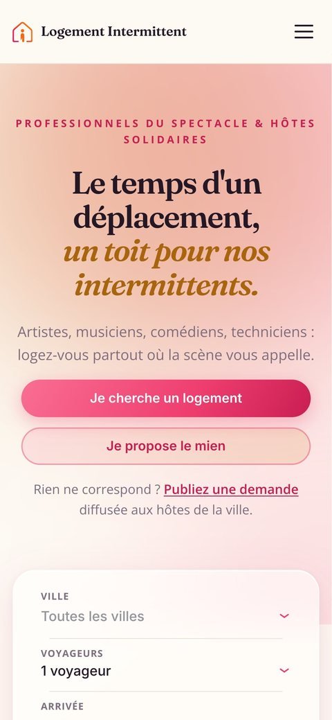 Site sur mobile : accueil