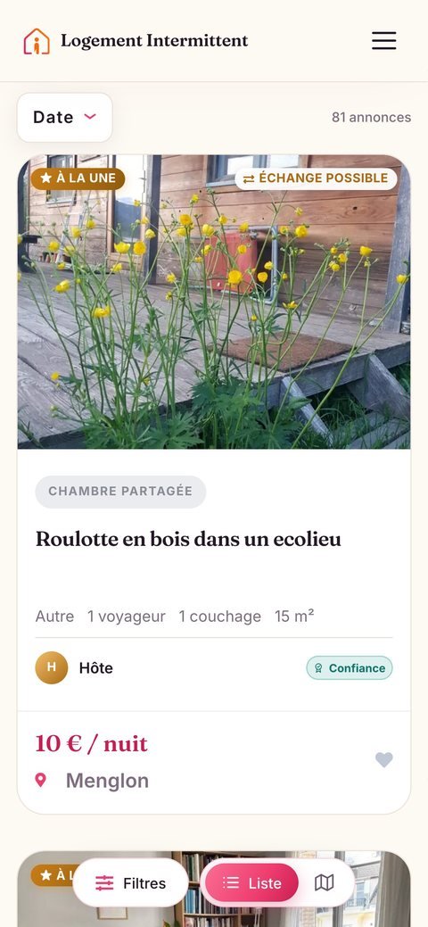 Site sur mobile : logements