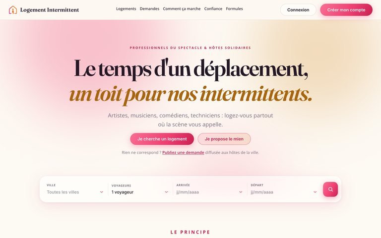 Site sur ordinateur : accueil