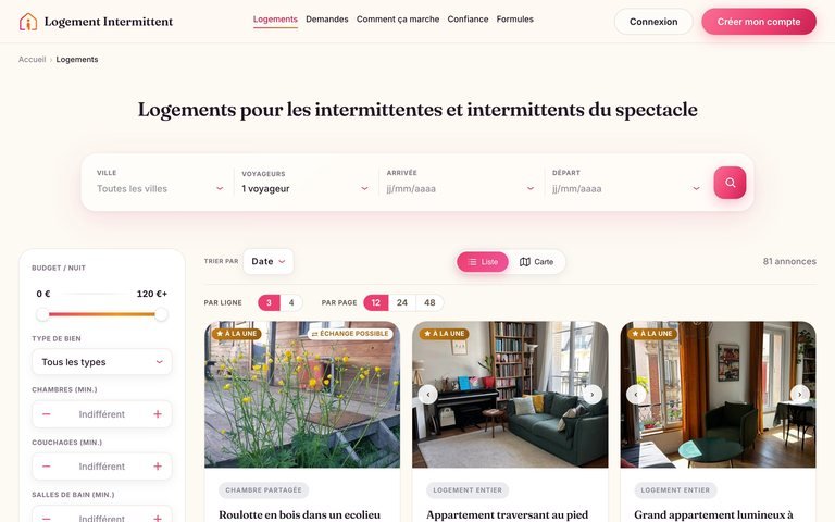 Site sur ordinateur : logements