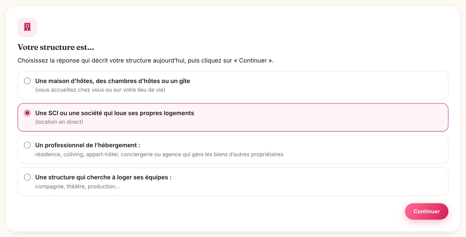 La question « Votre structure est… » et ses quatre réponses