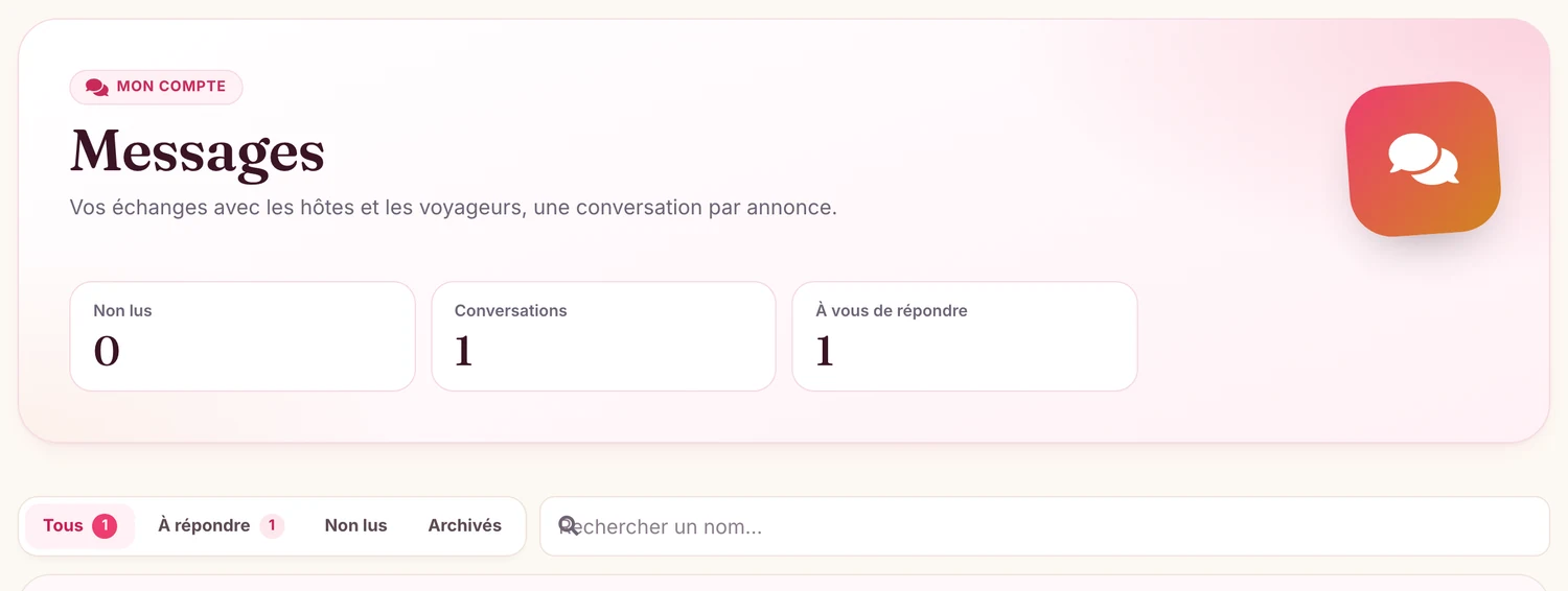 Votre messagerie : « À vous de répondre » compte les demandes qui attendent votre réponse.